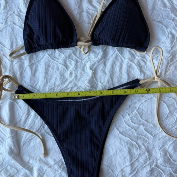 SHEIN Navy with Tan String and Tie-Dye Pink and Purple Bikini Bundle of 2 - Picture 12 of 13